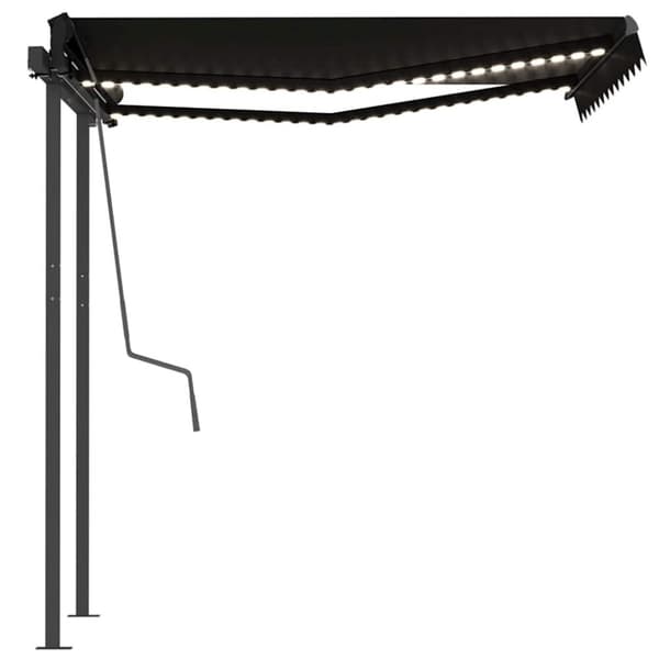 vidaXL Manuell uttrekkbar markise med LED 3x2,5 m antrasitt