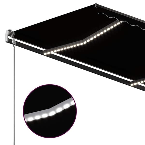 vidaXL Manuell uttrekkbar markise med LED 3x2,5 m antrasitt