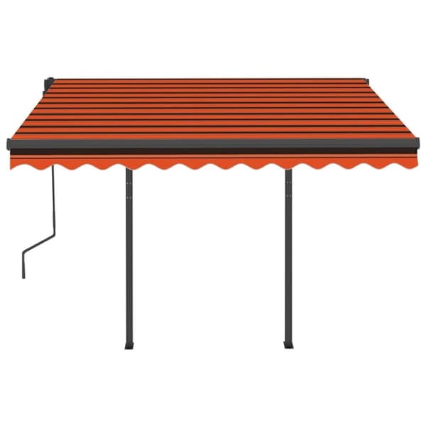 vidaXL Markis manuellt infällbar med LED 3x2,5 m orange och brun
