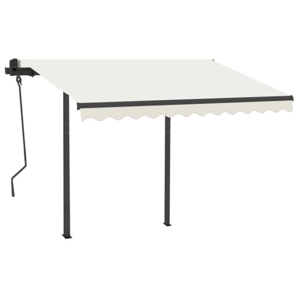 vidaXL Automatisk uttrekkbar markise med stolper 3,5x2,5 m kremhvit
