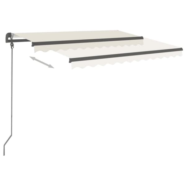vidaXL Automatisk uttrekkbar markise med stolper 3,5x2,5 m kremhvit