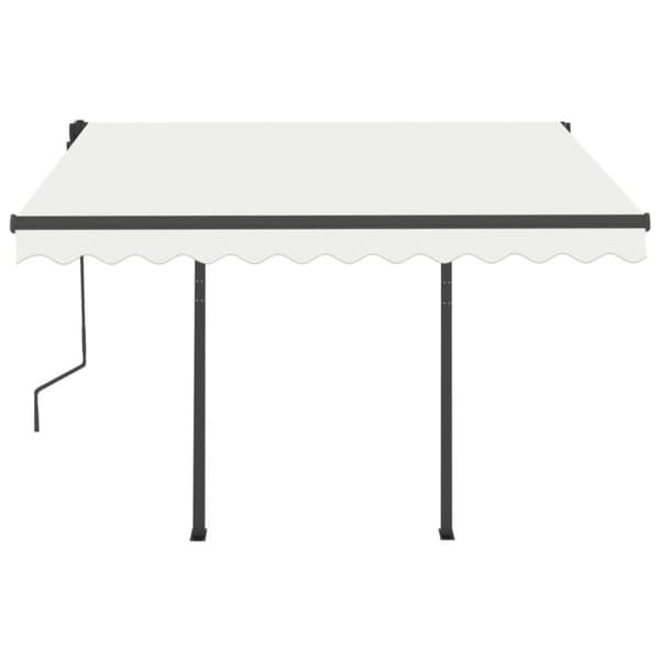vidaXL Automatisk uttrekkbar markise med stolper 3,5x2,5 m kremhvit