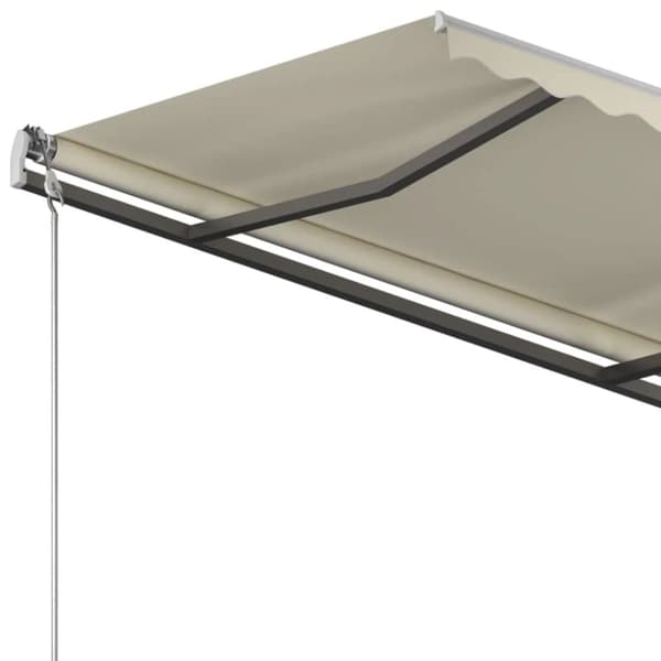 vidaXL Automatisk uttrekkbar markise med stolper 3,5x2,5 m kremhvit