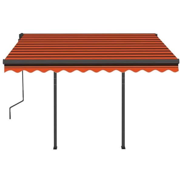 vidaXL Manuell uttrekkbar markise med LED 3,5x2,5 m oransje og brun