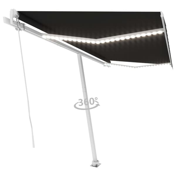 vidaXL Manuell uttrekkbar markise med LED 400x300 cm antrasitt