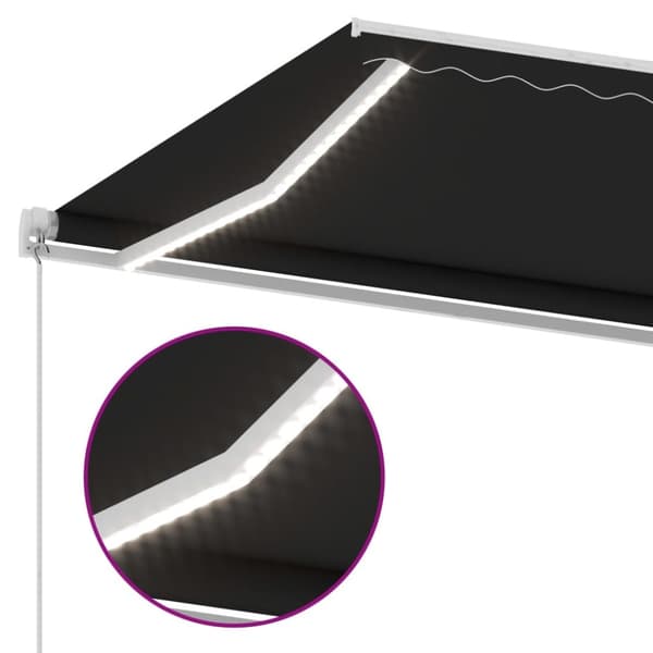 vidaXL Manuell uttrekkbar markise med LED 400x300 cm antrasitt