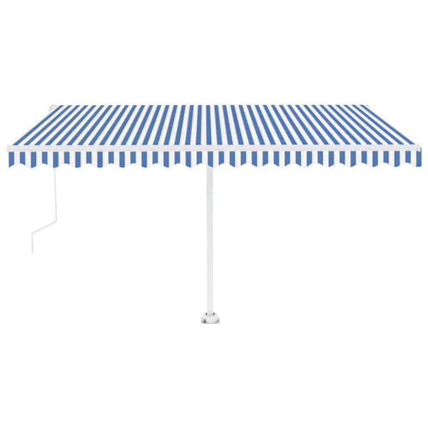 vidaXL Automatisk markis med vindsensor & LED 400x300 cm blå och vit