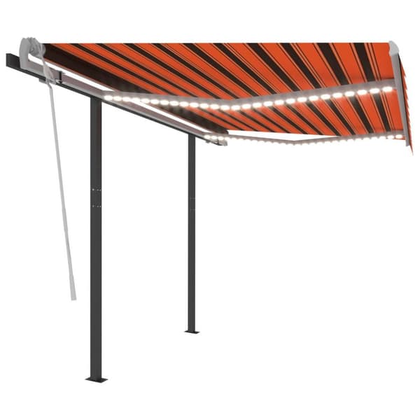vidaXL Automatisk markise med LED og vindsensor 3,5x2,5m oransje brun