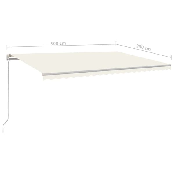 vidaXL Automatisk uttrekkbar markise med stolper 5x3,5 m kremhvit