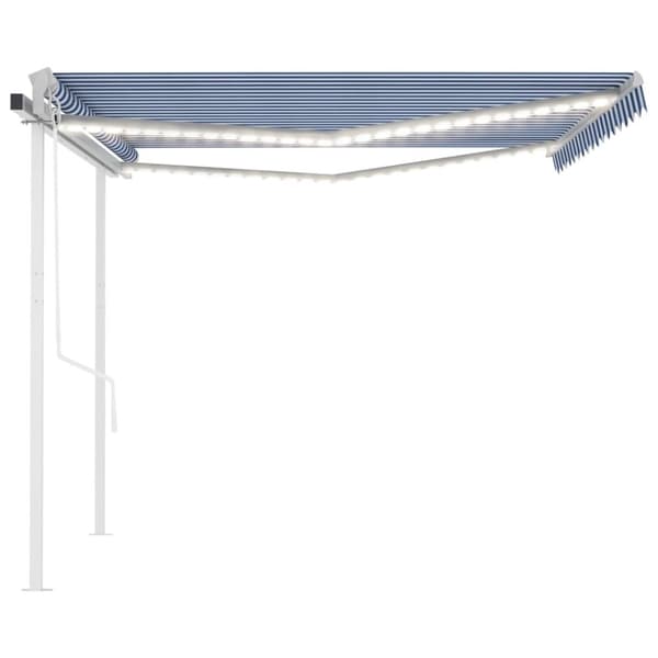 vidaXL Sisäänkelattava markiisi LED/tuulisensori 4,5x3 m sinivalkoinen