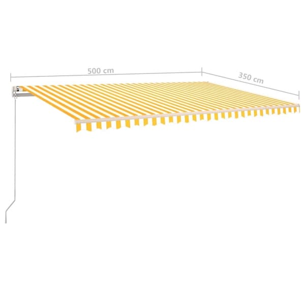 vidaXL Automaattisesti kelattava markiisi tolpilla 5x3,5 m keltavalk.
