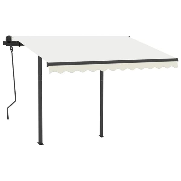 vidaXL markise med stolper 3x2,5 m automatisk betjening cremefarvet