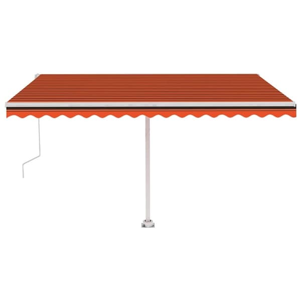 vidaXL Sisäänkelattava markiisi LED/tuulisens. 400x300cm oranssiruskea