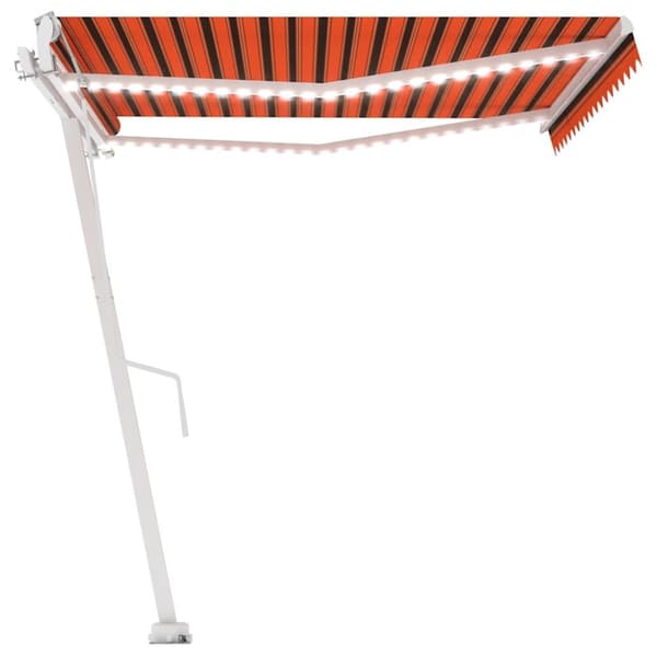vidaXL Sisäänkelattava markiisi LED/tuulisens. 400x300cm oranssiruskea