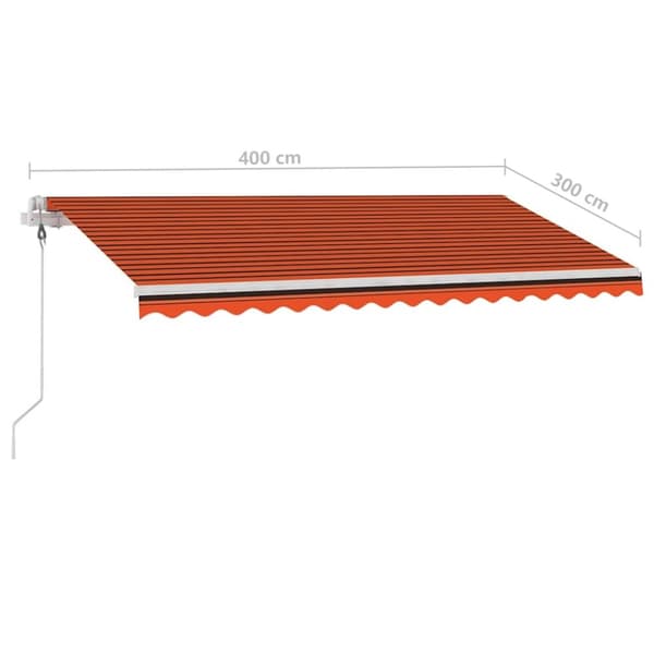vidaXL Sisäänkelattava markiisi LED/tuulisens. 400x300cm oranssiruskea