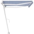 Miniatyrbillede 2 af 11: vidaXL markise m. LED+vindsensor 450x300 cm automatisk blå og hvid