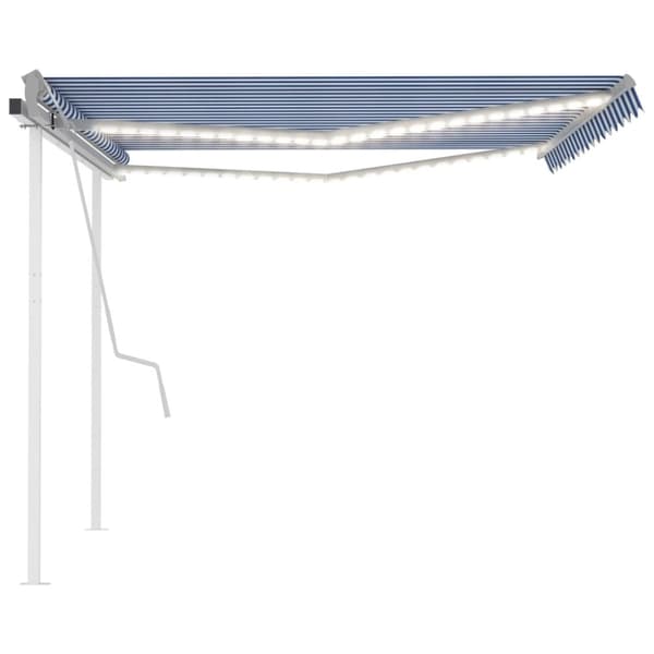 vidaXL Manuaalisesti kelattava markiisi LED-valot 4,5x3,5 m sinivalk.