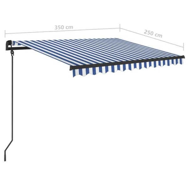 vidaXL Manuaalisesti kelattava markiisi tolpilla 3,5x2,5 m sinivalk.
