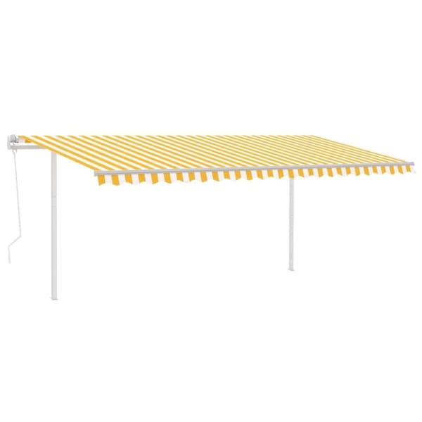 vidaXL Sisäänkelattava markiisi LED/tuulisensori 5x3,5m keltavalkoinen