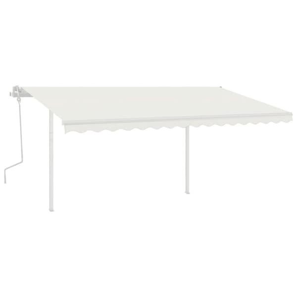 vidaXL markise m. stolper 4x3,5 m manuel betjening cremefarvet