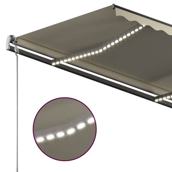 vidaXL Käsin sisäänkelattava markiisi LEDillä 3x2,5 m kerma