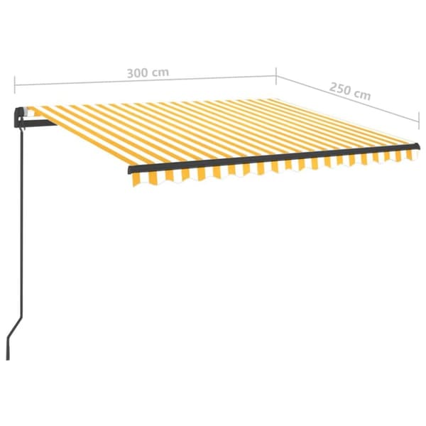 vidaXL markise m. LED-lys 3x2,5 m manuel betjening gul og hvid