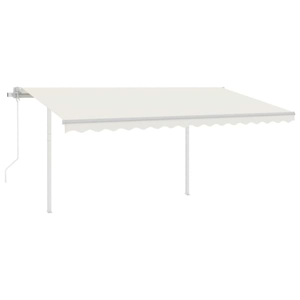 vidaXL foldemarkise med stolper 4,5x3,5 m automatisk cremefarvet