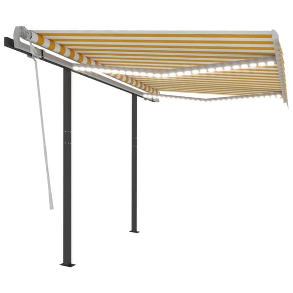 vidaXL Sisäänkelattava markiisi LED/tuulisensori 3,5x2,5 m keltavalk.