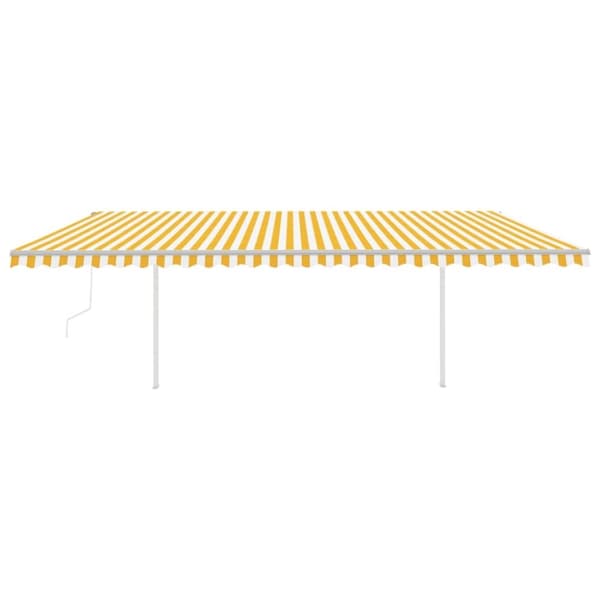 vidaXL markise m. LED + vindsensor 6x3 m automatisk gul og hvid