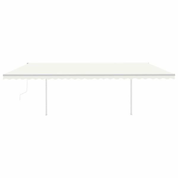 vidaXL markise m. LED + vindsensor 6x3 m automatisk cremefarvet