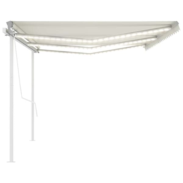 vidaXL markise m. LED + vindsensor 6x3 m automatisk cremefarvet