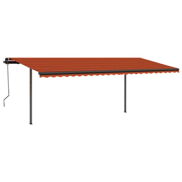 vidaXL markise med stolper 3,5x2,5 m manuel betjening orange og brun