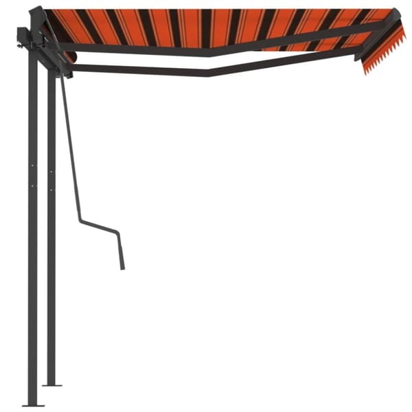 vidaXL markise med stolper 3,5x2,5 m manuel betjening orange og brun
