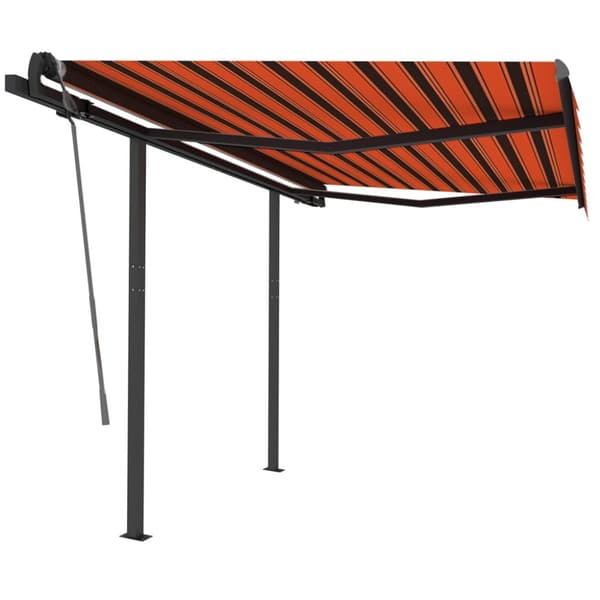 vidaXL markise med stolper 3,5x2,5 m manuel betjening orange og brun
