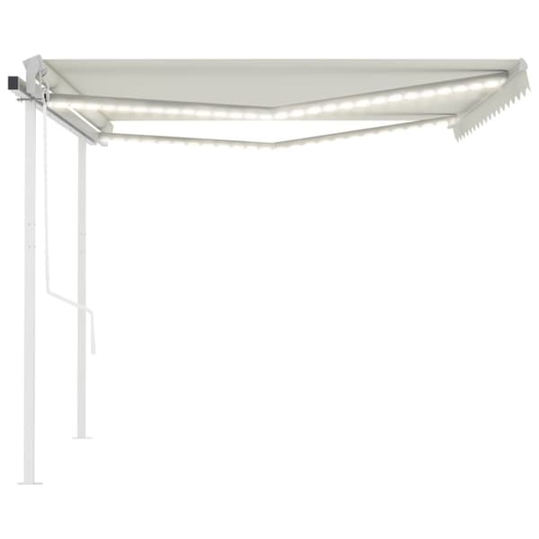vidaXL markise m. LED + vindsensor 4x3,5 m automatisk creme
