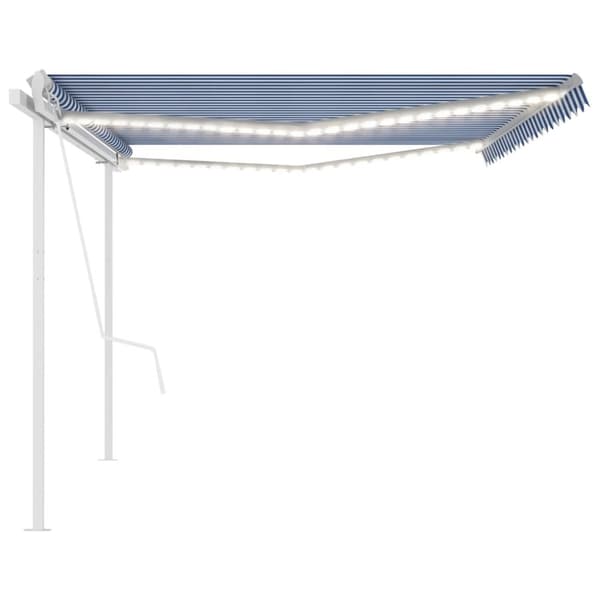 vidaXL Sisäänkelattava markiisi LED/tuulisensori 5x3,5 m sinivalkoinen