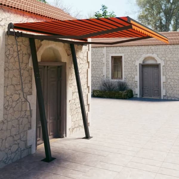 vidaXL markise med stolper 3,5x2,5 m automatisk orange og brun