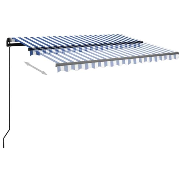 vidaXL Automatisk markise med LED og vindsensor 3,5x2,5 cm blå og hvit