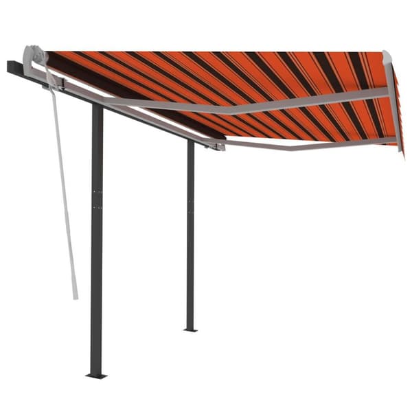 vidaXL Automatisk uttrekkbar markise med stolper 3,5x2,5m oransje brun