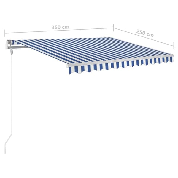 vidaXL Manuell uttrekkbar markise med LED 3,5x2,5 m blå og hvit