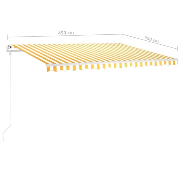 vidaXL Markis med LED manuellt infällbar 4,5x3 m gul och vit