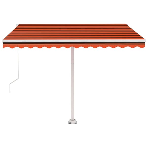vidaXL Markis manuellt infällbar med LED 300x250 cm orange och brun