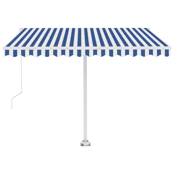 vidaXL Markis manuellt infällbar med LED 300x250 cm blå och vit