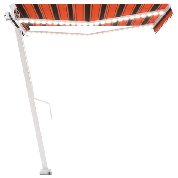 vidaXL Manuell uttrekkbar markise med LED 350x250 cm oransje og brun