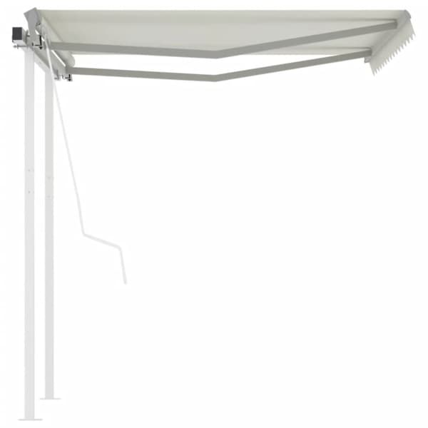 vidaXL Automatisk uttrekkbar markise med stolper 3,5x2,5 m kremhvit