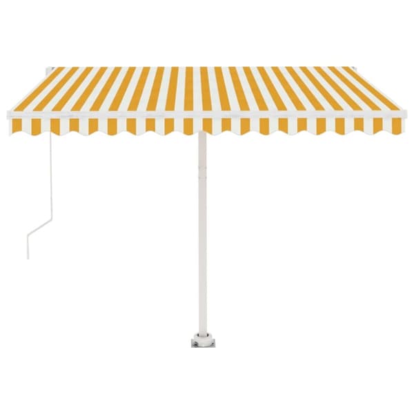 vidaXL Manuell uttrekkbar markise med LED 300x250 cm gul og hvit