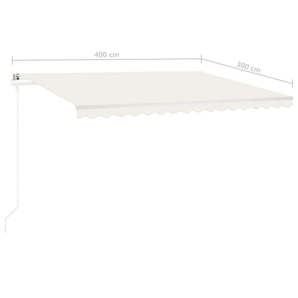 vidaXL Markis med LED manuellt infällbar 4x3 m gräddvit