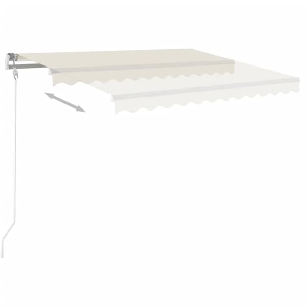 vidaXL Manuell uttrekkbar markise med LED 3,5x2,5 m kremhvit