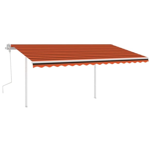 vidaXL Manuell uttrekkbar markise med LED 4,5x3 m oransje og brun