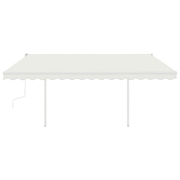 vidaXL Manuell uttrekkbar markise med LED 4,5x3 m kremhvit